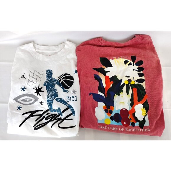 Nike Tees (2) Youth Large Adult XS We Transcend Jordan Flight White Red Graphic - Picture 1 of 13